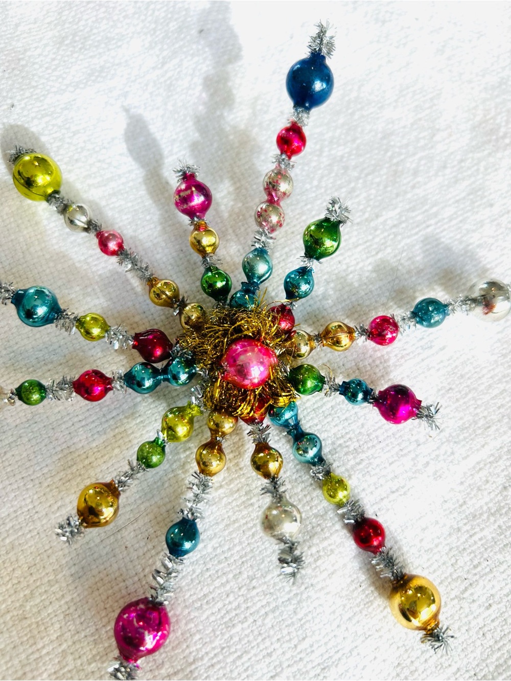 Vintage repurposed holiday star burst Christmas Ornament